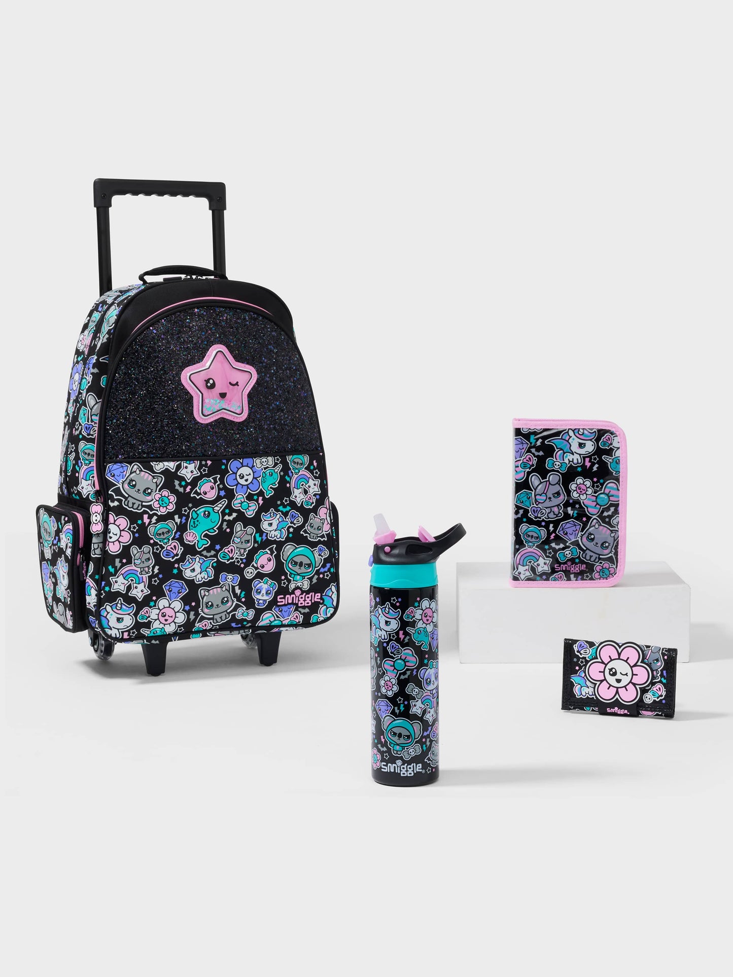 Smiggle - Trailblazer 4lü Çekçek Çanta ve Seti
