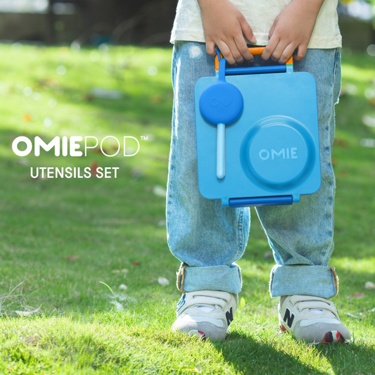 Omiebox - OmiePod Capri Mavisi Silikon Çatal ve Kaşık Seti