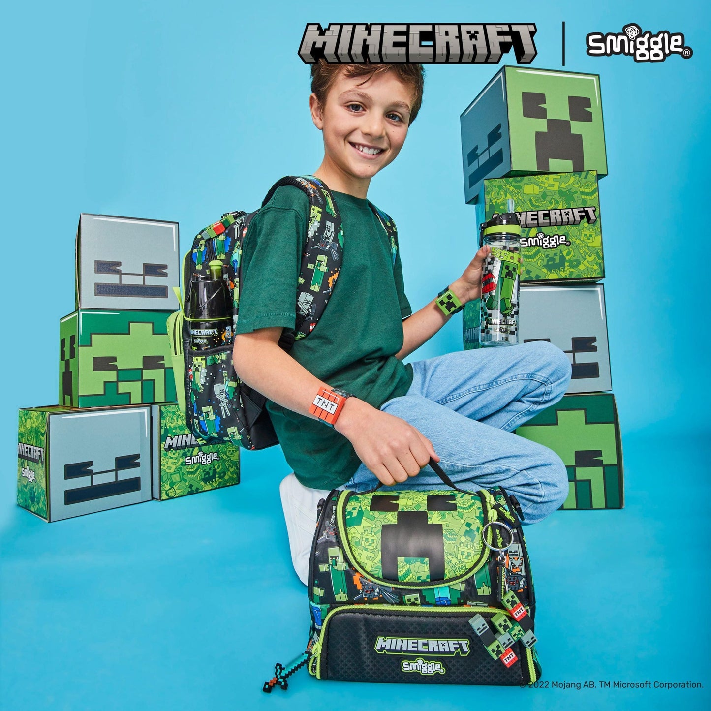 Smiggle - Minecraft Çift Katlı Askılı Beslenme Çantası