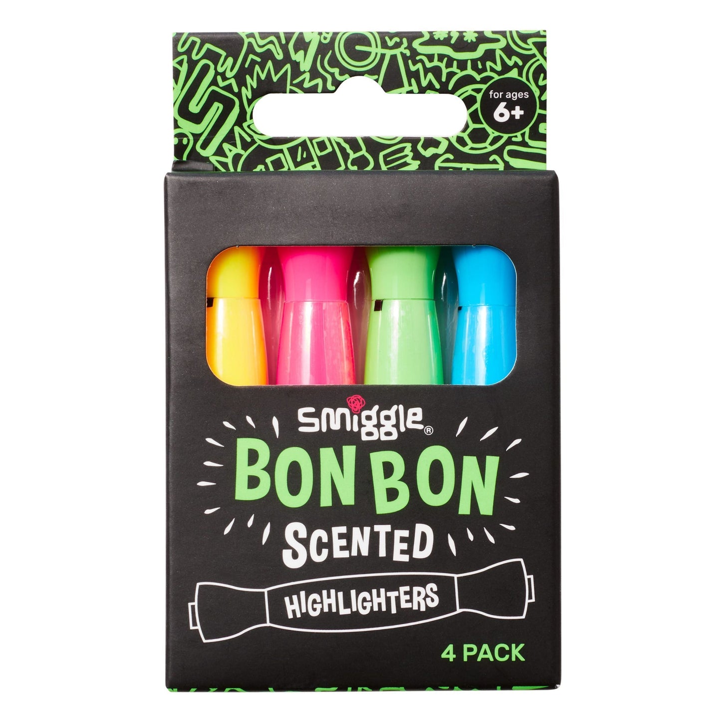 Smiggle – Bon Bon Şeker Kokulu Fosforlu Kalem Paketi X4