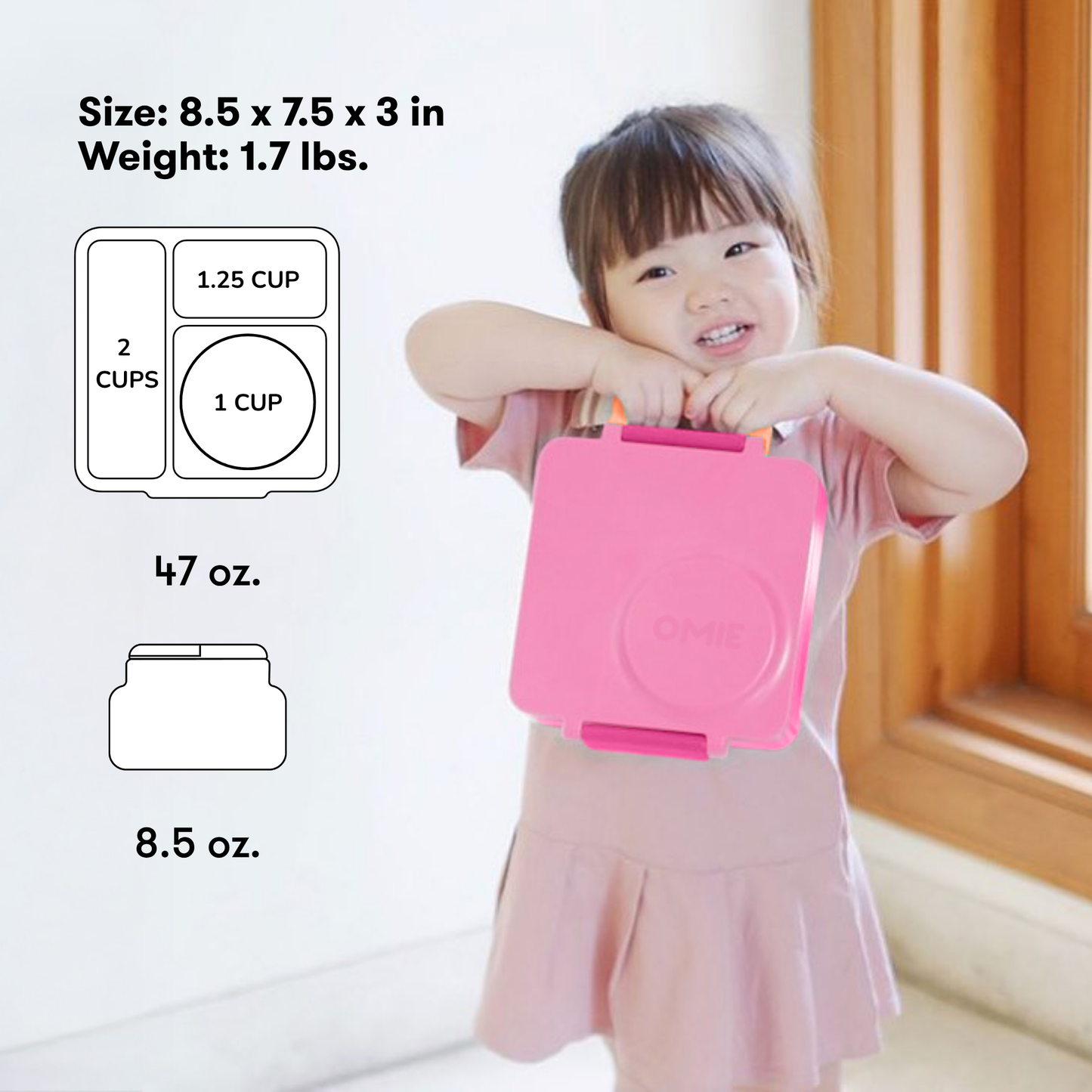 Omiebox - Isı Yalıtımlı Peri Pembesi Bento Yemek Kutusu