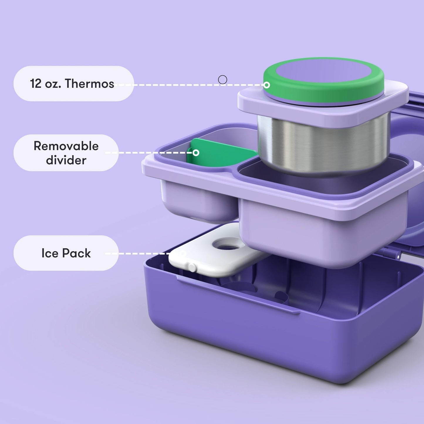 Omiebox - UP Isı Yalıtımlı 2. Nesil Galaksi Moru Bento Yemek Kutusu