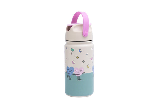 The Cotton Cloud - Dancing Hearts 420ML Paslanmaz Çelik Gizli Pipetli Matara