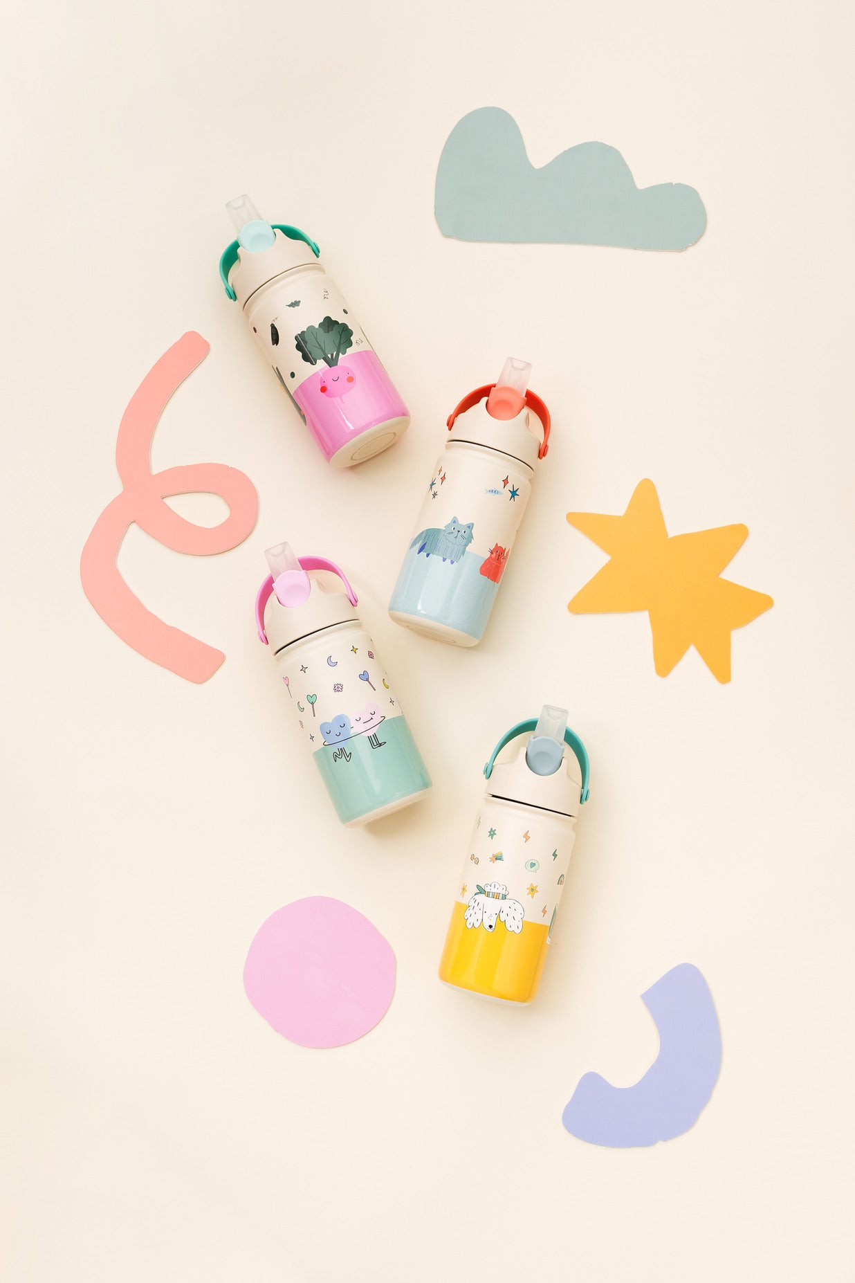 The Cotton Cloud - Dancing Hearts 420ML Paslanmaz Çelik Gizli Pipetli Matara