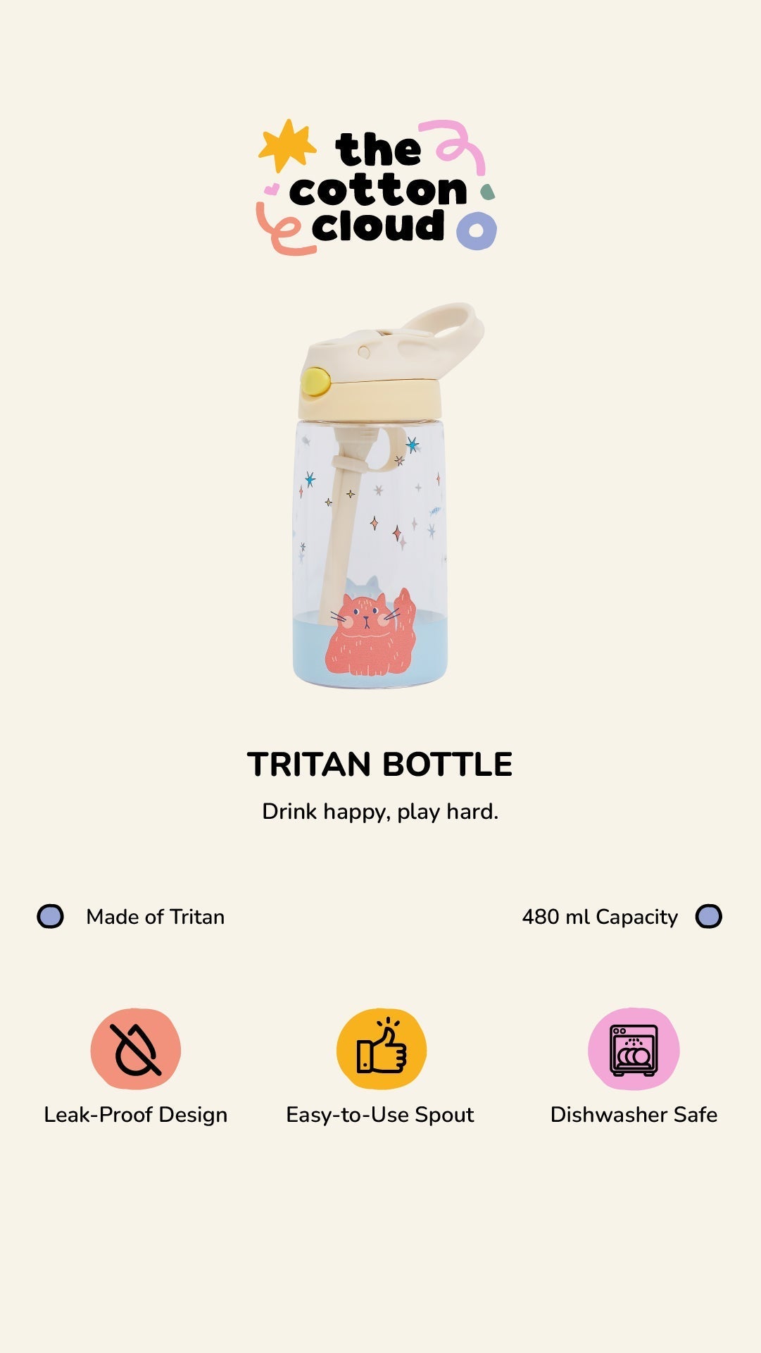 The Cotton Cloud - Funky Dogs 480ML Tritan Gizli Pipetli Suluk