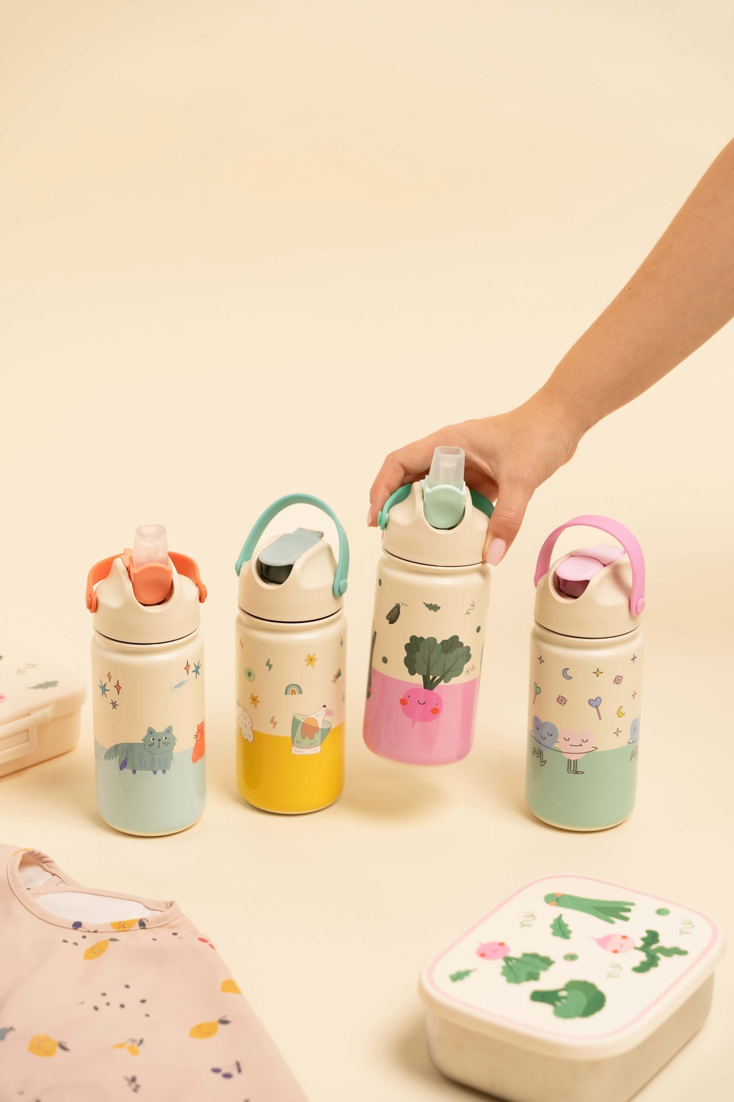 The Cotton Cloud - Meowful Cats 420ML Paslanmaz Çelik Gizli Pipetli Matara